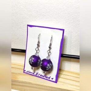 Purple Snowflake Handmade Ornament Earrings